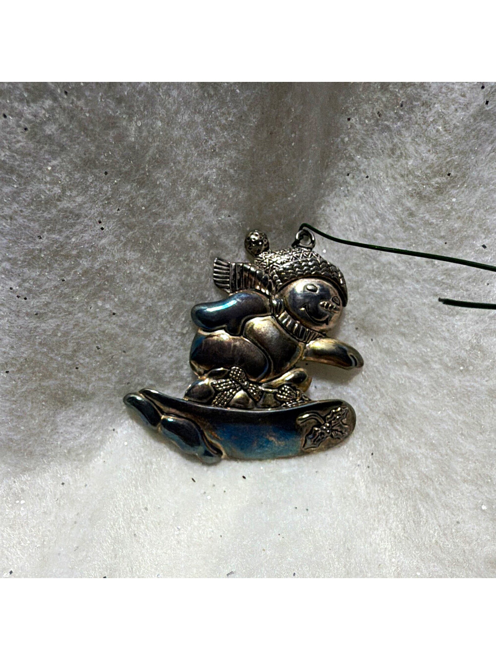 Silver Tone Christmas Snowman Metal Hanging Ornament, 1 Item